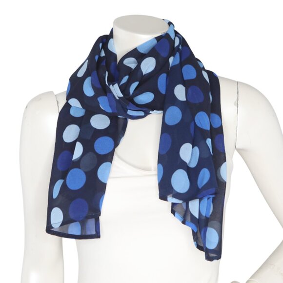 La Blanca Polka Dot Short Pareo Wrap Swim Cover Up Sheer Sarong Scarf Beach Blue - Picture 5 of 9